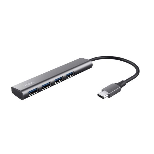 Obrázek TRUST Rozbočovač Halyx Aluminium USB-C To 4 Port USB-A 3.2 Gen1 Hub