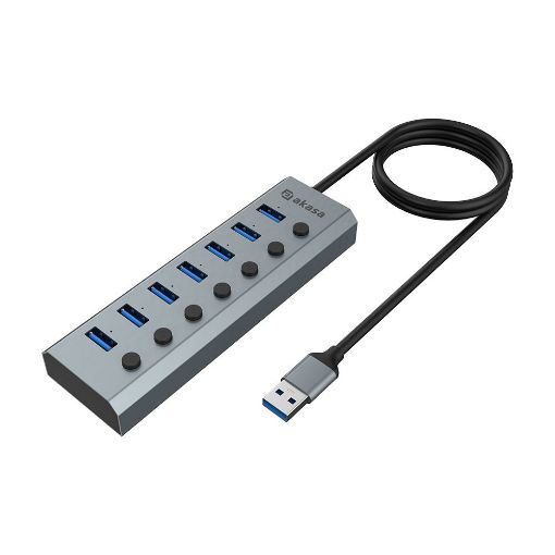 Obrázek AKASA Hub 7 v 1, USB-A 3.2 Gen 1, šedá