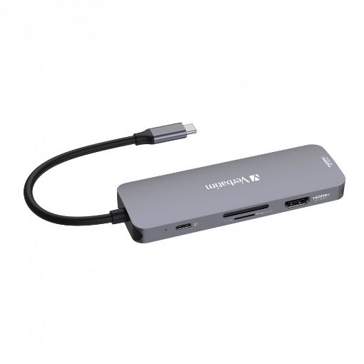 Obrázek VERBATIM Hub USB-C Pro Multiport 8 Port, 3x USB 3.2, 1x USB-C, 2xHDMI, microSD/SD, šedá