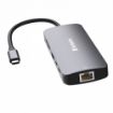 Obrázek VERBATIM Hub USB-C Pro Multiport 9 Port, 3x USB 3.2, 2x USB-C, HDMI, RJ45, microSD/SD, šedá