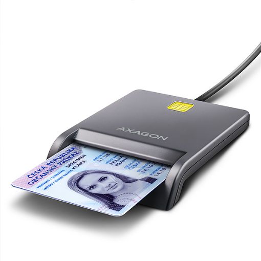 Obrázek AXAGON CRE-SM3T, USB-A FlatReader čtečka kontaktních karet Smart card (eObčanka), kabel 1.3m