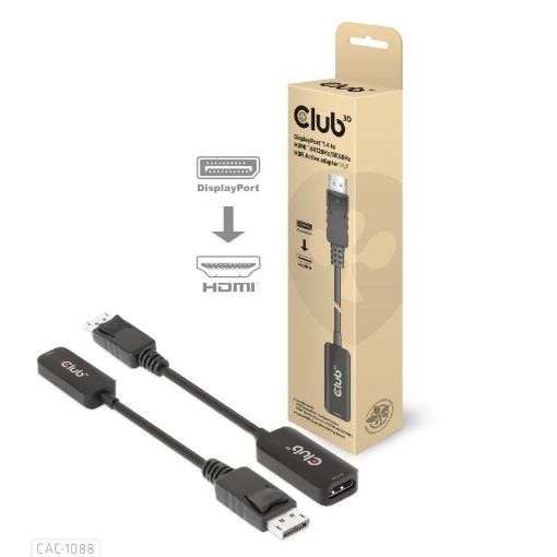 Obrázek Club3D Adaptér aktivní DisplayPort 1.4 na HDMI 4K120Hz/8K60Hz HDR (M/F), černá