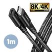 Obrázek AXAGON BUCM32-CF10AB prodlužovací kabel USB-C (M) <-> USB-C (F), 1m, USB 20Gbps, PD 240W 5A, 8K HD, ALU, oplet, černý