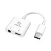 Obrázek AKASA adaptér USB-C to 3.5mm Jack & PD 15W Nabíjecí port, bílá