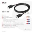 Obrázek Club3D Kabel DisplayPort 2.1 na DisplayPort 2.1 VESA DP80, 4K240Hz/8K60Hz/10K30Hz HDR (M/M), 1.2m, černá