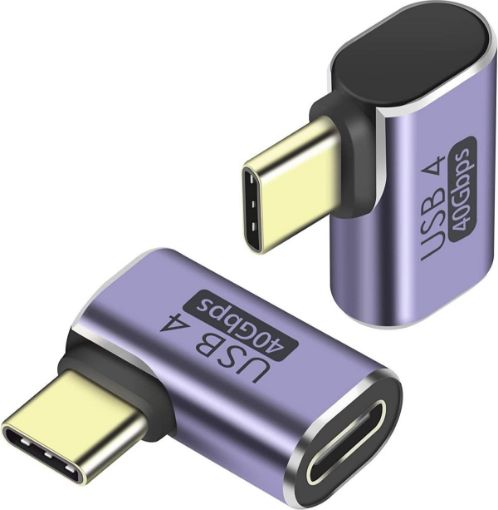 Obrázek PremiumCord Adaptér USB-C na USB-C, USB 4.0, zahnutý 90°