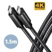 Obrázek AXAGON BUCM32-CM15AB, SPEED+ kabel USB-C <-> USB-C, 1.5m, USB 20Gbps, PD 100W 5A, 4K HD, ALU, oplet, černý