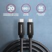 Obrázek AXAGON BUCM32-CM15AB, SPEED+ kabel USB-C <-> USB-C, 1.5m, USB 20Gbps, PD 100W 5A, 4K HD, ALU, oplet, černý