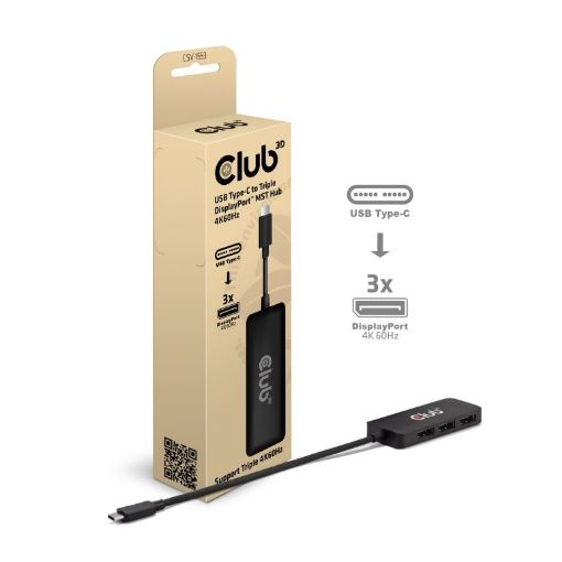 Obrázek Club3D hub MST USB-C na 3xDisplayPort, Single: 8K30Hz, Triple: 4K60Hz