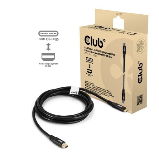 Obrázek Club3D Kabel USB-C na MiniDisplayPort 2.1, 8K30Hz, DSC1.2, UHBR10, 2m