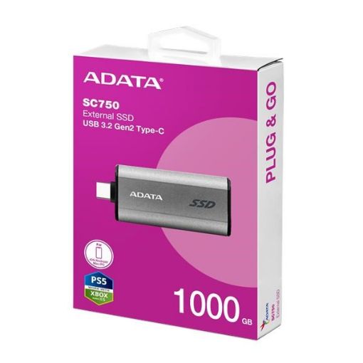 Obrázek ADATA External SSD 1TB SC750, USB-C 3.2 Gen2, Černá