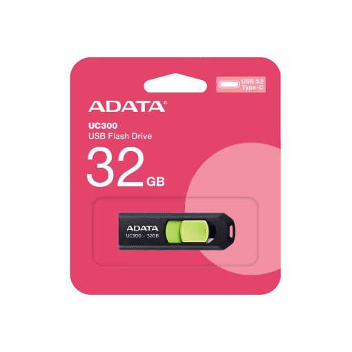 Obrázek ADATA Flash Disk 32GB UC300, USB-C 3.2, černo-zelená