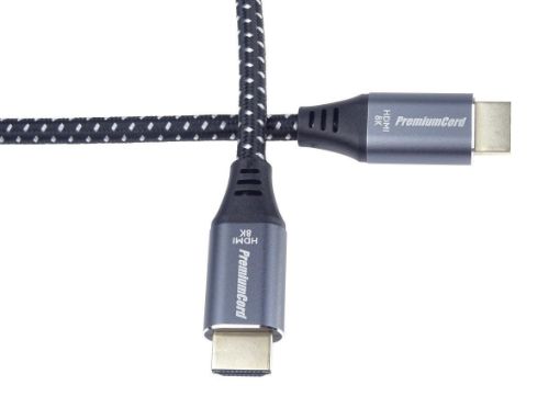 Obrázek PREMIUMCORD Kabel HDMI 2.1 High Speed + Ethernet kabel 8K@60Hz, zlacené konektory, 2m