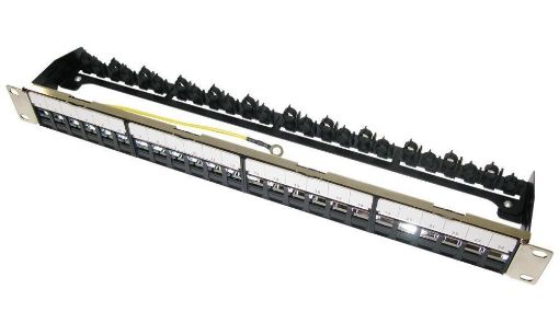 Obrázek 19" modulární stíněný patch panel XtendLan 24port, 4x demontovatelný modul, černý