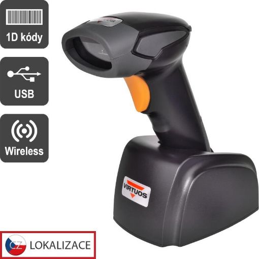 Obrázek Virtuos CCD čtečka Virtuos HW-311A, bezdrátová, USB základna, černá