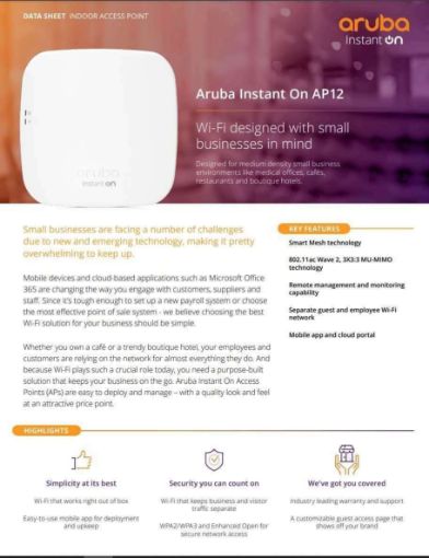 Obrázek Aruba Instant On AP12 (RW) 3x3 11ac Wave2 Indoor Access Point