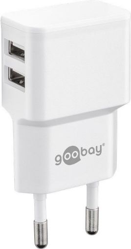 Obrázek Goobay Napájecí a nabíjecí adaptér 230V na 2x USB, max.2,4A, bílý