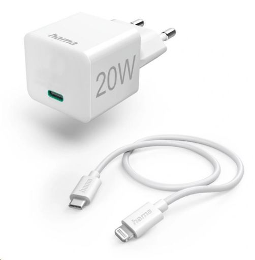 Obrázek Hama set: rychlá USB nabíječka USB-C PD 20 W + kabel USB-C Lightning 1 m