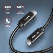 Obrázek AXAGON BUCM2-CM10AB, CHARGE kabel USB-C <-> USB-C, 1m, Hi-Speed USB, PD 240W 5A, ALU, oplet, černý