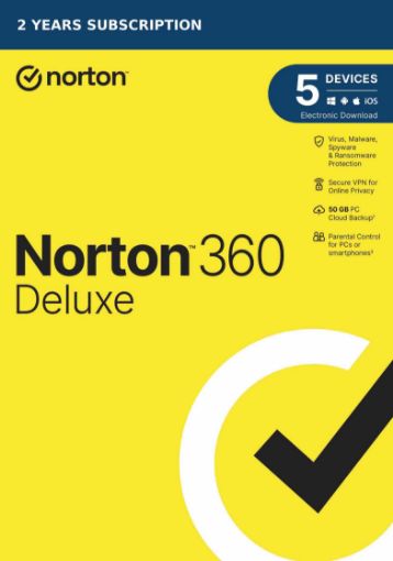 Obrázek NORTON 360 DELUXE 50GB +VPN 1 uživatel pro 5 zařízení na 2 roky - ESD