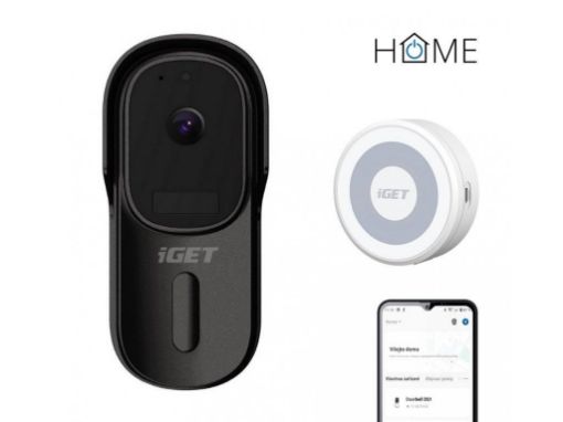 Obrázek iGET HOME Doorbell DS1 Black + Chime CHS1 White