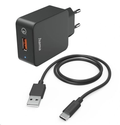 Obrázek Hama set: rychlá USB nabíječka QC 3.0 19,5 W + kabel USB A-C 1,5 m