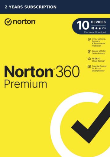 Obrázek NORTON 360 PREMIUM 75GB +VPN 1 uživatel pro 10 zařízení na 2 roky ESD