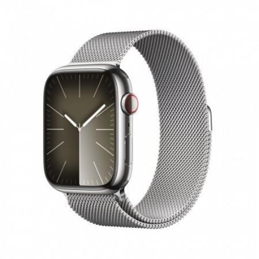 Obrázek APPLE Watch Series 9 GPS + Cellular 45mm Silver Stainless Steel Case with Silver Milanese Loop