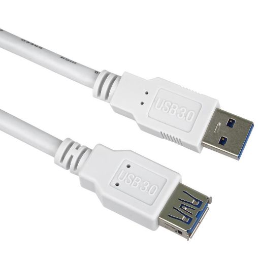 Obrázek PremiumCord Prodlužovací kabel USB 3.0 Super-speed 5Gbps A-A, MF, 9pin, 5m, bílá