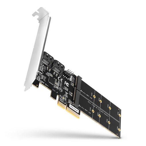 Obrázek AXAGON PCES-SA4M2, PCIe řadič - 2x interní SATA 6G port + 2x SATA M.2 slot, ASM1164, SP & LP