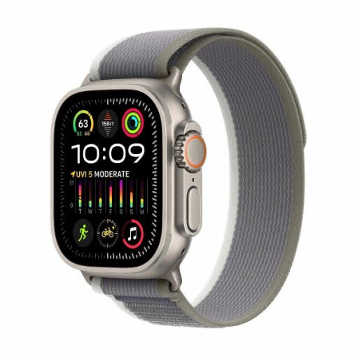 Obrázek APPLE Watch Ultra 2 GPS + Cellular, 49mm Titanium Case with Green/Grey Trail Loop - M/L