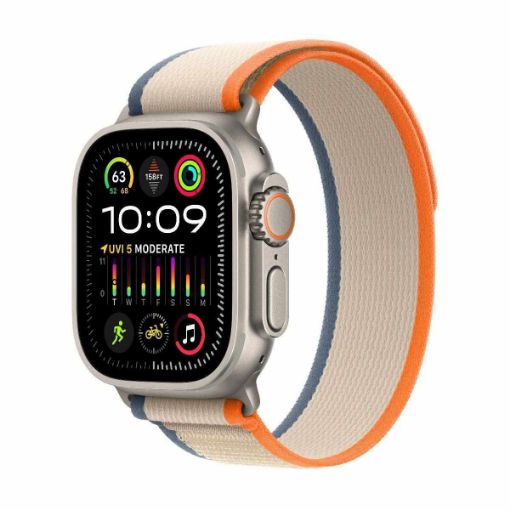 Obrázek APPLE Watch Ultra 2 GPS + Cellular, 49mm Titanium Case with Orange/Beige Trail Loop - M/L