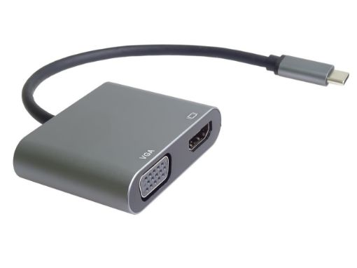 Obrázek PremiumCord MST adaptér USB-C na HDMI + VGA, rozlišení 4K a FULL HD 1080p