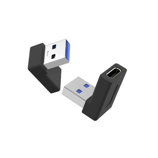 Obrázek PremiumCord USB redukce USB-C  - USB3.0 typ A  (F/M), zahnutá 90°