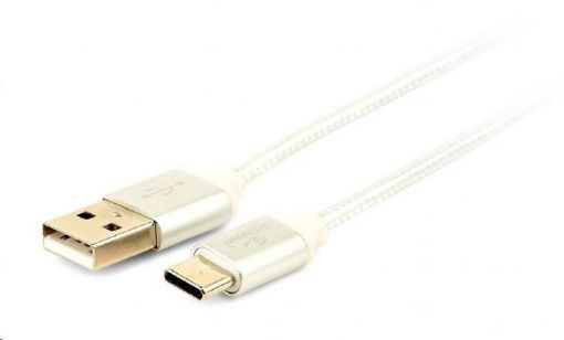 Obrázek GEMBIRD Kabel USB na USB-C kabel (AM/CM), 1,8m, opletený, stříbrný, blister