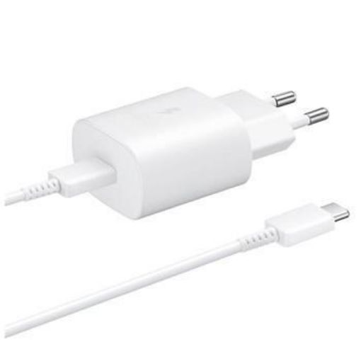 Obrázek Samsung síťová nabíječka EP-TA800EWE + kabel EP-DA705BWE USB-C, 25W, bílá, (bulk)