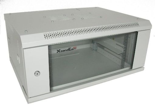 Obrázek XtendLan 19" nástěnný rozvaděč 4U 600x450, nosnost 60 kg, skleněné dveře, svařovaný, šedý