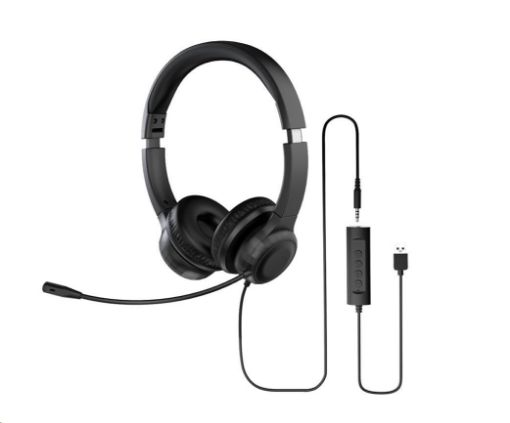 Obrázek ACER Sluchátka, Office Headset, 3,5 mm Jack / USB s ovládáním na kabelu