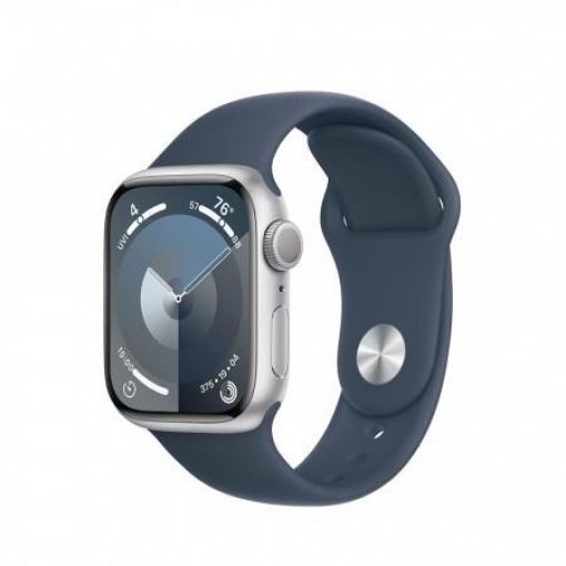 Obrázek APPLE Watch Series 9 GPS 41mm Silver Aluminium Case with Storm Blue Sport Band - M/L