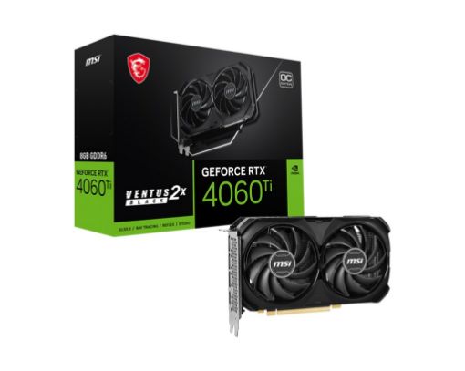 Obrázek MSI VGA NVIDIA GeForce RTX 4060 Ti VENTUS 2X BLACK 8G OC, 8G GDDR6, 3xDP, 1xHDMI