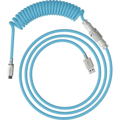 Obrázek HyperX USB-C Coiled Cable Light Blue-White - Příslušenství ke klávesnici