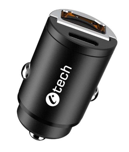 Obrázek C-TECH nabíječka USB do auta UCC-02, 1x Type C + 1 x Type A, 30W