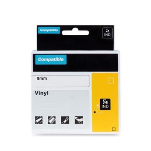 Obrázek Xerox kompatibilní páska s DYMO 18443, 9mm x 5,5m, černý tisk / bílý podklad, RHINO, vinylová - ALLPRINT