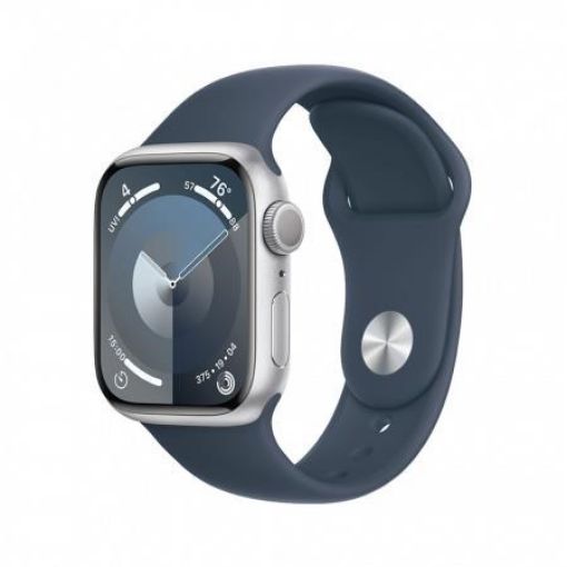 Obrázek APPLE Watch Series 9 GPS 45mm Silver Aluminium Case with Storm Blue Sport Band - M/L