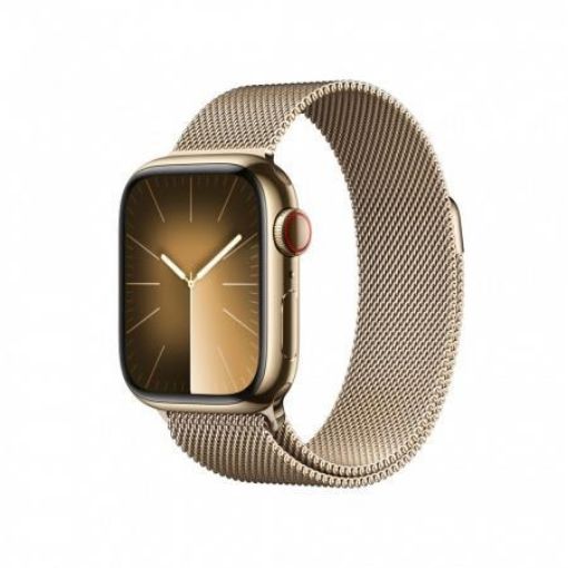 Obrázek APPLE Watch Series 9 GPS + Cellular 41mm Gold Stainless Steel Case with Gold Milanese Loop