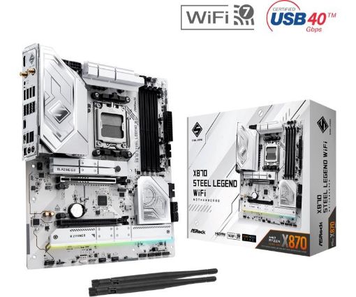 Obrázek ASRock MB Sc AM5 X870 STEEL LEGEND WIFI, AMD X870, 4xDDR5, 1xHDMI, 2xThunderbolt, WI-FI