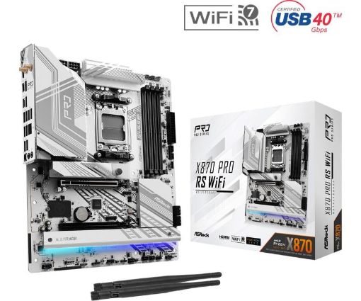 Obrázek ASRock MB Sc AM5 X870 PRO RS WIFI, AMD X870, 4xDDR5, 1xHDMI, 2xThunderbolt, WI-FI