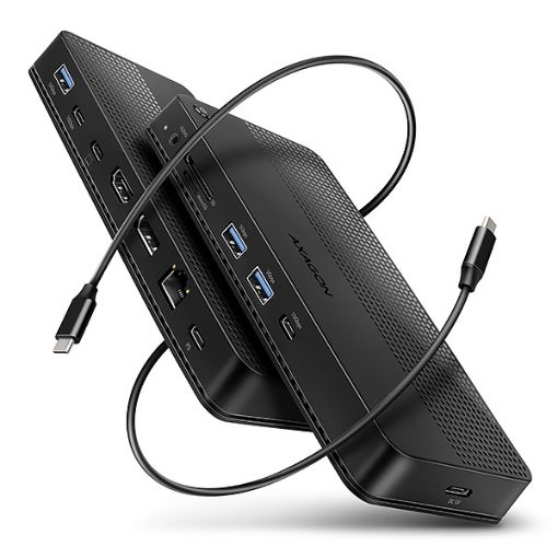 Obrázek AXAGON HMC-U4, USB4 40Gbps dock, 3x USB-A, 2x USB-C, HDMI & DP 8K/30Hz, RJ-45, SD/mSD, audio, PD 100W, kabel USB-C 80cm