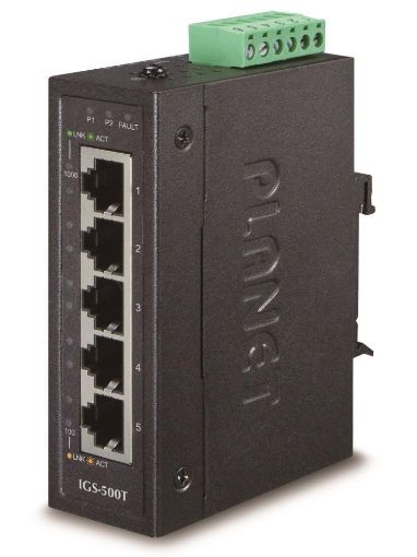 Obrázek Planet switch IGS-500T, průmysl.verze 5x10/100/1000, DIN, IP30, -40 až 75°C, 12-48V, ESD+EFT