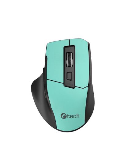 Obrázek C-TECH myš Ergo WLM-05, bezdrátová, 1600DPI, 6 tlačítek, USB nano receiver, mátová